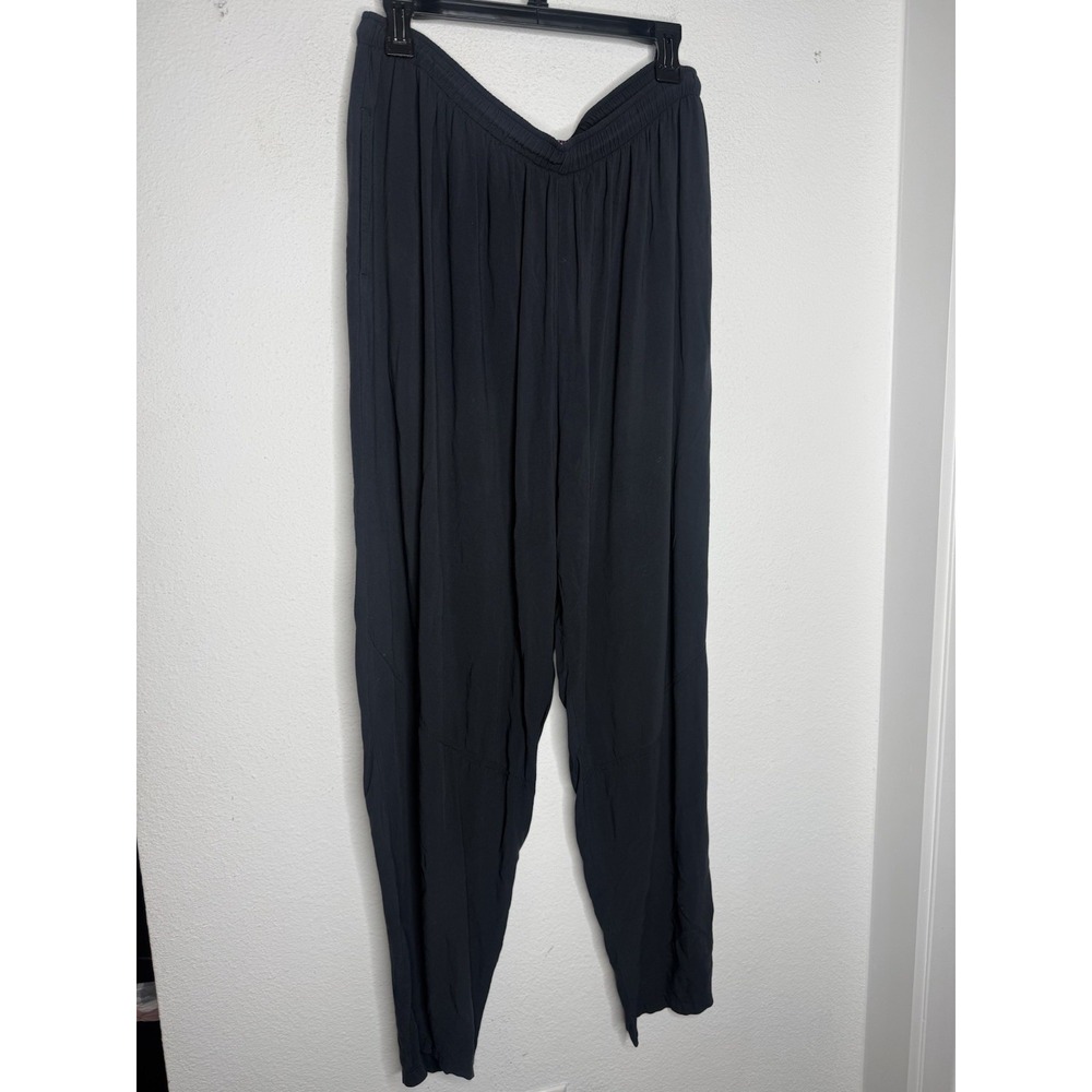 Jams World Vintage Black Rayon Pants Womens XL Elastic Waist Pull On Hawaii